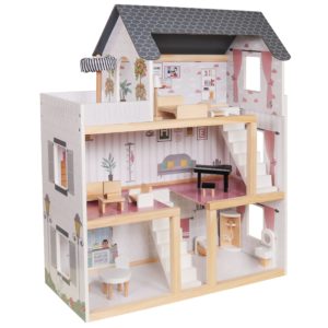 Houten poppenhuis - Inclusief 19-Delige Accessoire set – Kinderen vanaf 3 jaar