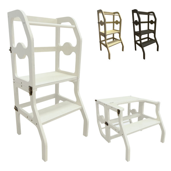 Maxx Kidz - Houten leertoren Montessori - kleur wit