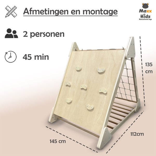 Maxx Kidz - Houten klimdriehoek - Pikler triangle - Afbeelding 2