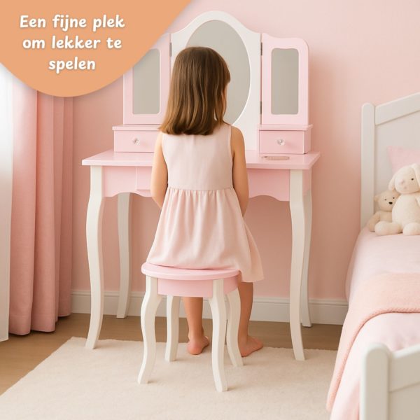 Maxx Kidz - Houten Kaptafel - Roze - Afbeelding 3
