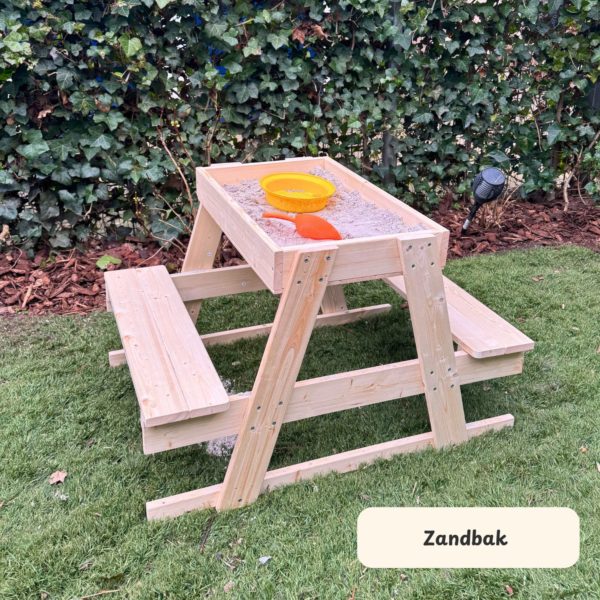 Maxx Kidz Houten Picknicktafel - Zandbak en Krijtbord - Speeltafel - Afbeelding 3