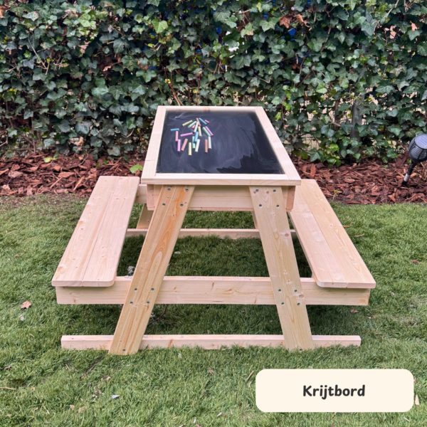 Maxx Kidz Houten Picknicktafel - Zandbak en Krijtbord - Speeltafel - Afbeelding 4