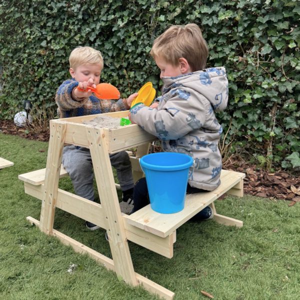 Maxx Kidz Houten Picknicktafel - Zandbak en Krijtbord - Speeltafel