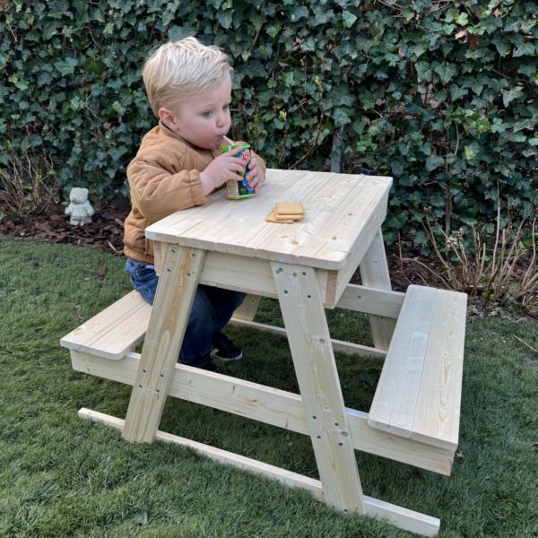 Maxx Kidz Houten Picknicktafel - Zandbak en Krijtbord - Speeltafel - Afbeelding 6