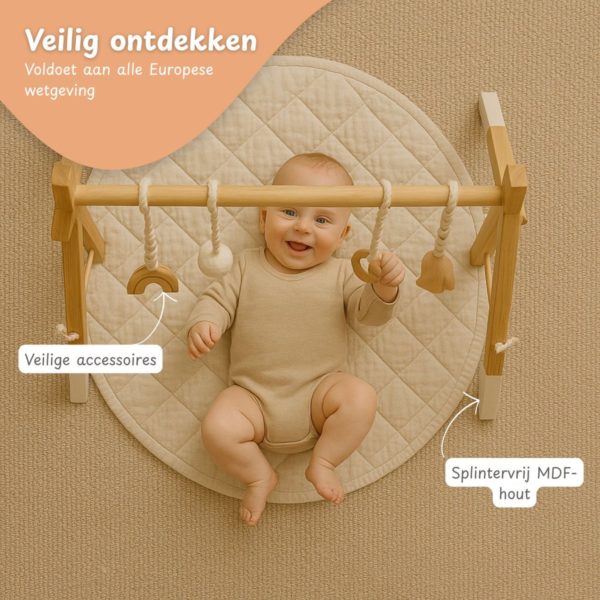 Houten Babygym inclusief 5 speeltjes Maxx Kidz - 0 tot 6 maanden - Afbeelding 3